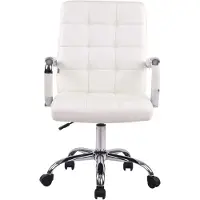 CLP Chaise de bureau réglable pivotant en similicuir Blanc