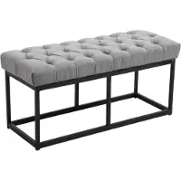 CLP Banquette avec pieds en métal assise en tissu Gris