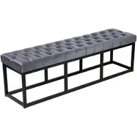 CLP Banquette avec cadre en métal et assise en velours Gris