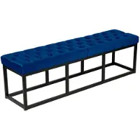 CLP Banquette avec cadre en métal et assise en velours Bleu