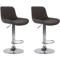 CLP Ensemble de 2 tabourets de bar Lentini, revêtus de tissu, avec structure chromée