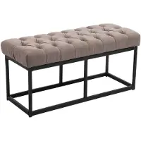 CLP Banquette avec pieds en métal assise en tissu Taupe