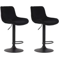 CLP Lot de 2 tabourets de bar Lentini en velours, pivotants et réglables en hauteur, structure noire