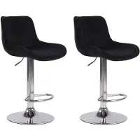 CLP Lot de 2 tabourets de bar Lentini en velours, pivotants et réglables en hauteur, structure noire, finition chromée