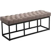 CLP Banquette avec pieds en métal assise en tissu Taupe