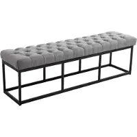 CLP Banquette avec pieds en métal assise en tissu Gris