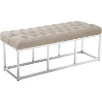 CLP Banquette avec pieds en métal assise en tissu Crème