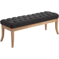 CLP Banquette avec pieds en bois assise en tissu Gris foncé