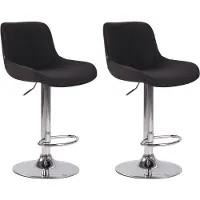 CLP Lot de 2 Tabourets de bar réglable en tissu Noir