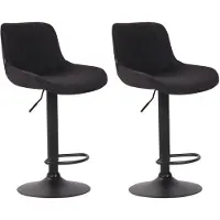 CLP Lot de 2 Tabourets de bar réglable en tissu Noir