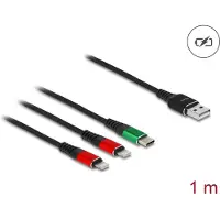 DeLOCK Câble de chargement USB 3 en 1 Typ-A zu 2 x Lightning / USB
