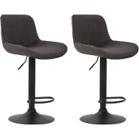 CLP Lot de 2 Tabourets de bar réglable en tissu Gris foncé
