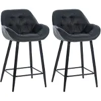 CLP Lot de 2 tabourets de bar Gibson, rembourrés avec repose-pieds, gris foncé, en tissu