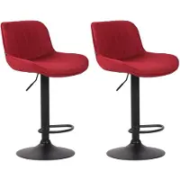 CLP Lot de 2 Tabourets de bar réglable en tissu Rouge