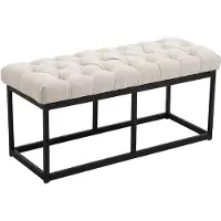 CLP Banquette avec pieds en métal assise en tissu Crème