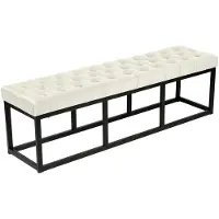 CLP Banquette avec cadre en métal et assise en velours Crème