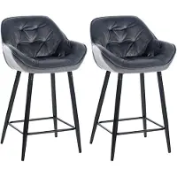 CLP , ensemble de 2 tabourets de bar Gibson, modèle "Tresenstuhl", rembourrés avec repose-pieds, couleur gris foncé, revêtement en velours