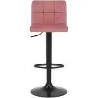 CLP Tabouret de bar Feni en velours, réglable en hauteur et pivotant, rose