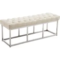 CLP Banquette avec pieds en Métal assise en similicuir Crème