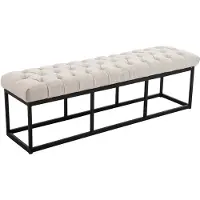 CLP Banquette avec pieds en métal assise en tissu Crème