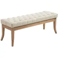 CLP Banquette avec pieds en bois assise en similicuir Crème