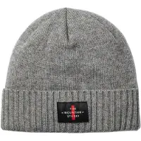 The Mountain Studio Cashmere Mix Cross Logo Beanie Gris