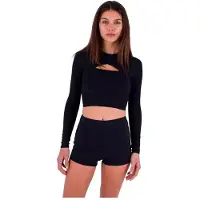 Hurley Rash Guard Manches Longues Max Solid Rib Cropped Cross Yoke