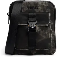 Replay sac à épaule bandoulière Reporter Bag Washed Black noir