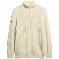 Superdry Homme Pull Torsadé à col Roulé Jacob Blanc Taille: Xxxl