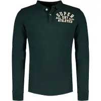 Superdry pour homme. M1110435A Polo vert Athletic vintage (L), Casuel, Coton, Manche longue