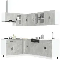 vidaXL Ensemble d'armoires de cuisine Kalmar 11 pièces gris béton bois composite