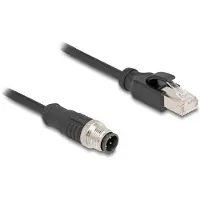 DeLOCK M12 Kabel D-kodiert 4 Pin St. zu RJ45 St. PVC 1 m