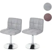 Mendler 2 x chaise de salle à manger Kavala, pivotante, imitation daim, chrome brun foncé vintage