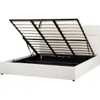 Beliani Lit avec rangement crème blanc tissu d'ameublement polyester 180 x 200 cm avec tête de lit chambre à coucher style moderne