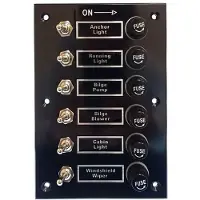 Goldenship Panneau En Bakélite Avec 6 Interrupteurs Et Porte-fusibles 15a 12v