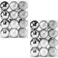 Casaria Lot de 48 boules de Noël – argenté