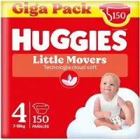 Huggies Couches pour bébés Little Movers, Taille 4 (7 à 18 kg), 150 couches avec motifs Disney, Giga pack