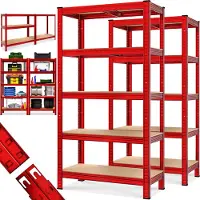 Monzana 2x Étagère charge lourde rouge 5 niveaux 180x90x40cm