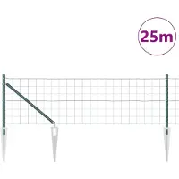 vidaXL Clôture avec poteaux Vert 0,4 x 25 m Acier et PVC