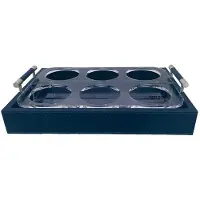 Marine Business Waves Glass Holder Tray Argenté 29 x 19 x 4 cm