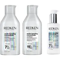 Redken Acidic Bonding Concentrate Shampoo 300ml, Conditioner 300ml and 24/7 Night & Day Serum 100ml Repair Damaged Hair Bundle