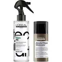 L'Oréal Professionnel Protect & Style Bundle: Tecni Art Flex Pli, Thermo-modelling Styling Hair Spray, Absolut Repair Molecular Leave-In Cream, 190ml & 100ml