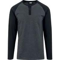 Urban Classics T-shirt manches longues de - Manches Raglan Henley L/S - S - XXL - pour Homme - anthracite/noir - Taille S
