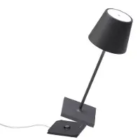 Zafferano Lampe De Table Led Poldina Pro Mini Gris Foncé, Rechargeable Et Dimmable Avec Une Autonomie Allant Jusqu'À 12 Heures