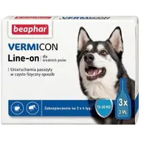 Beaphar Vermicon Line-On Dog M Gouttes de prévention contre les puces et les tiques pour chiens de taille moyenne 3x3 ml