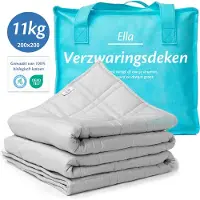 EL Life Couverture lestée 11kg 200 x 200cm - OEKO-TEX Coton - Gris clair