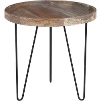 Beliani Table d'appoint en bois brun foncé avec pieds noirs 50 x 50 x 50 cm style industriel rustique