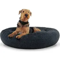 Leobert Valora Plush Bed L 80cm Dark Grey - Grand panier pour animaux de compagnie en gris foncé pour un couchage confortable