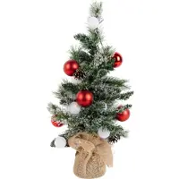 Luca Lighting Sapin de Noël blanc avec rouge 60cm avec LED et minuterie - Jack