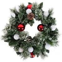 Luca Lighting Couronne de Noël blanche avec rouge 45cm LED incluse avec minuterie - Jack